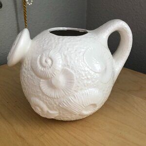 Vintage AES Japan Ceramic Ivory Shell Design Garden Beach Watering Can